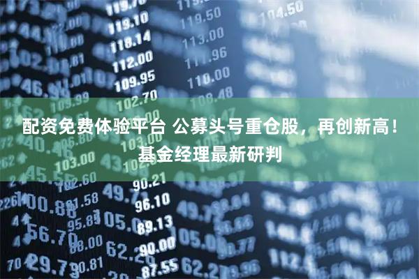 配资免费体验平台 公募头号重仓股,再创新高!基金经理最新研判